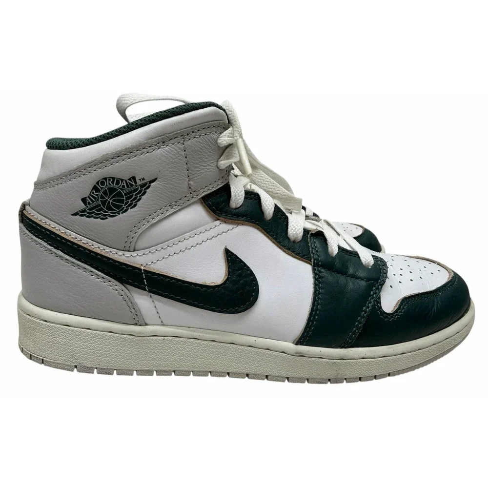 Air Jordan 1 Mid Oxidized Green Size 6.5 Y GSSneakers Grey White 2024 FQ8088-103